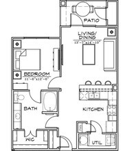 1 BED / 1 BATH 1232 floor plan
